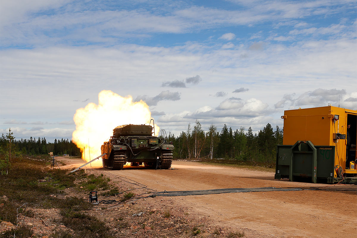 Live firing from battle tank