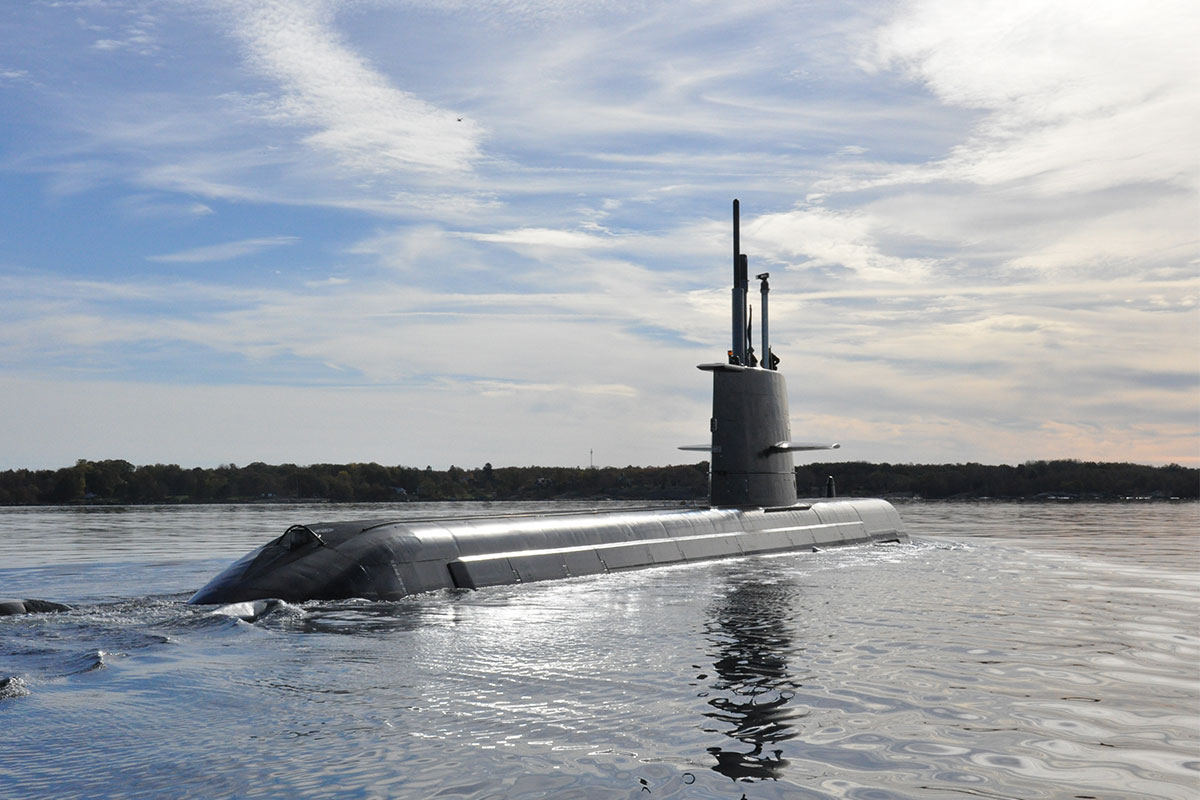 Submarine in surface position